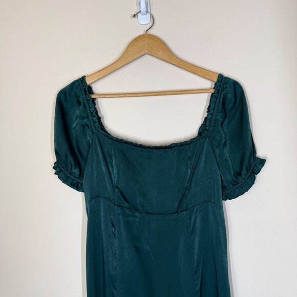 Show me Your Mumu Brittany Satin Maxi Dress Womens Size L Dark Emerald Holiday - Picture 3 of 9